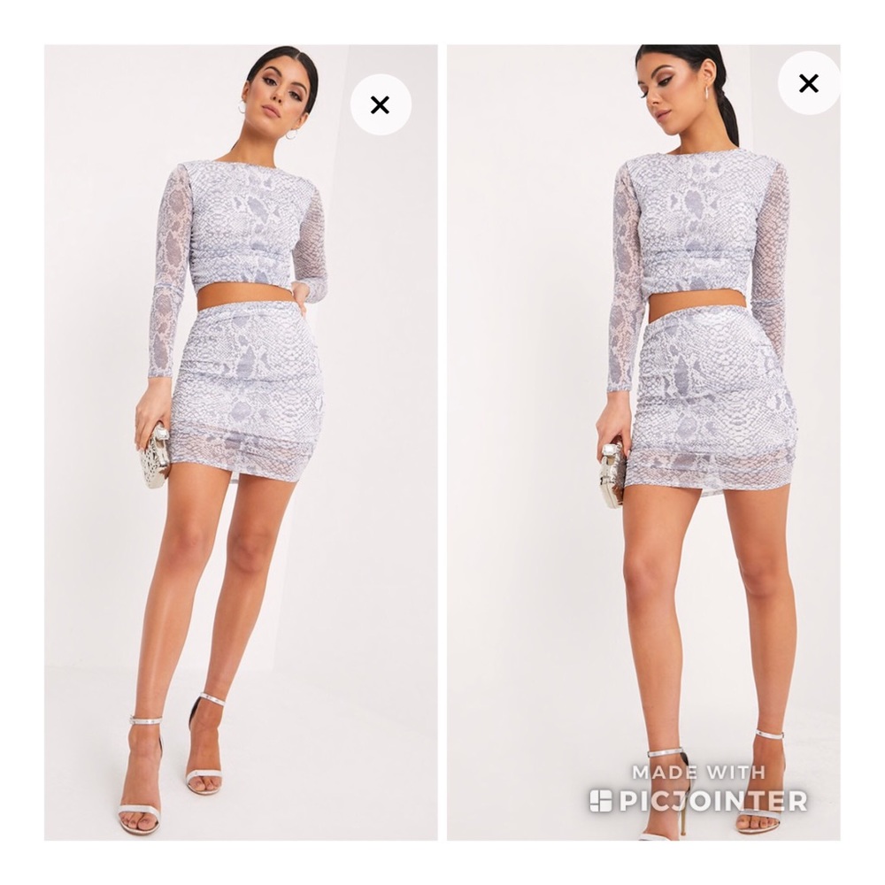 Sexy snake crop top and ruched skirt set size M/L